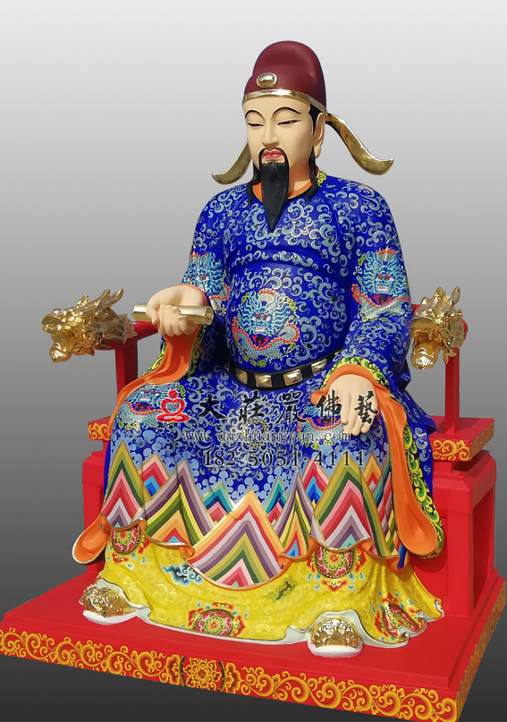 銅雕彩繪文昌帝君側(cè)面塑像